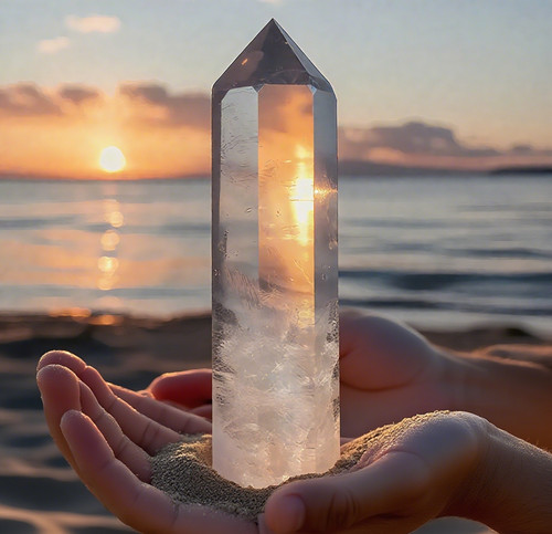 Natural clear quartz tower - quartz,